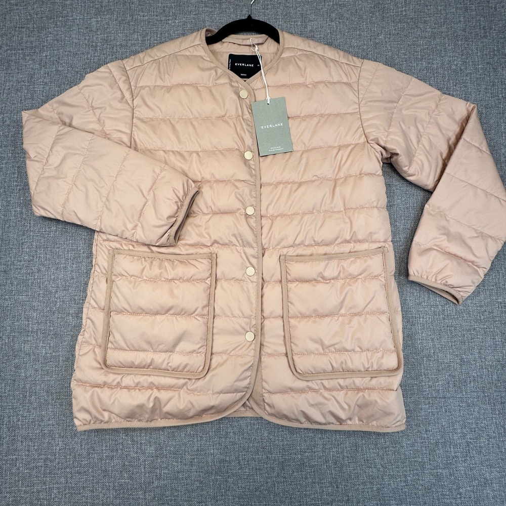 Everlane ReNew Channeled‎ Liner Jacket Womens XS Pink Quilted PrimaLoft Snap NEW